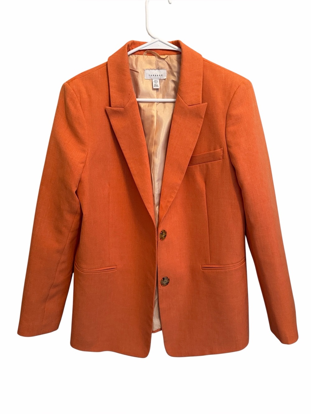 Topshop Vibrant Orange Tailored Blazer.  Fully lined. Button closure. Size 8